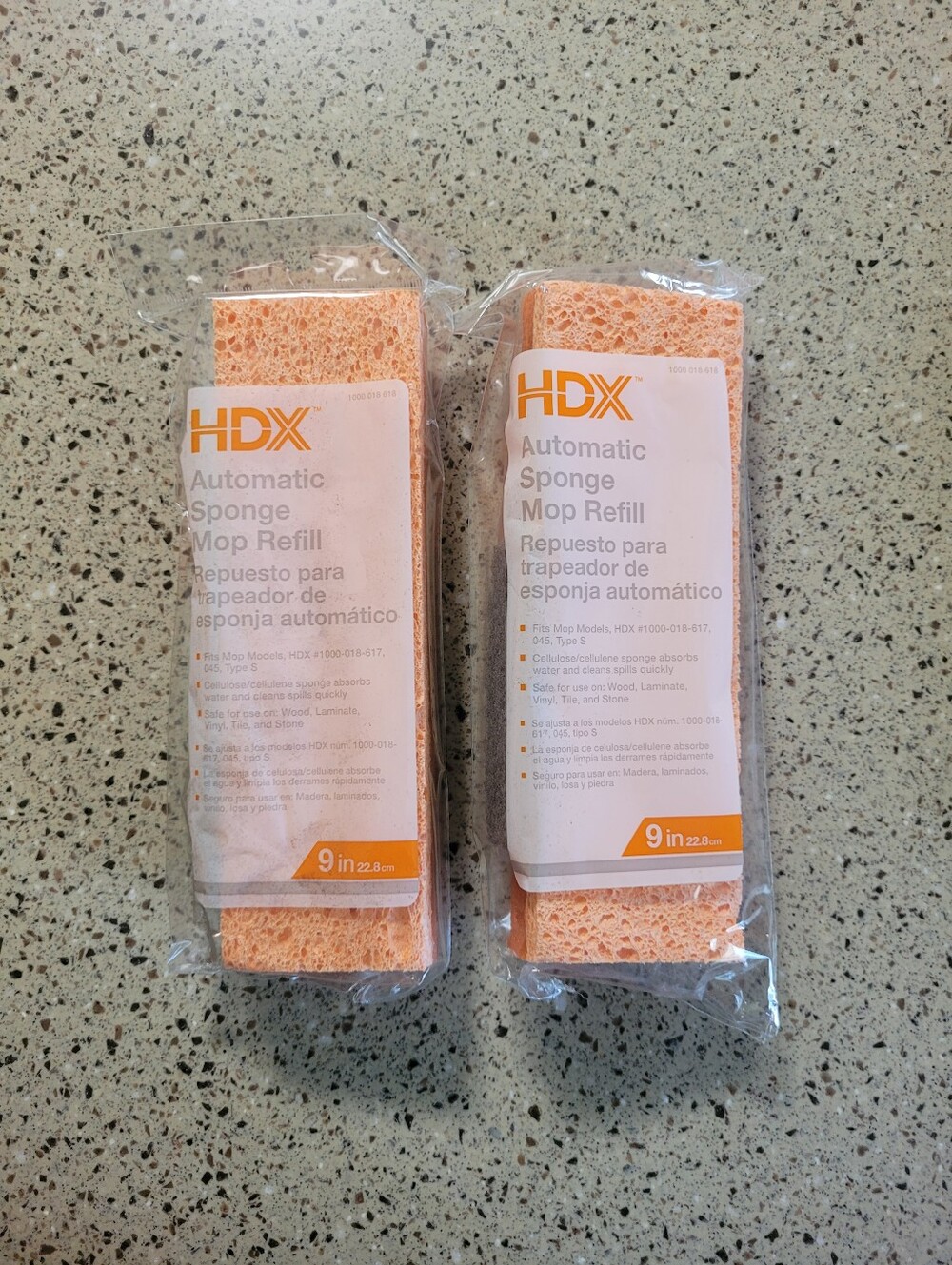 (2) HDX 1000 018 618 Automatic Sponge Mop Refills Type S 9” Discontinued SElAED